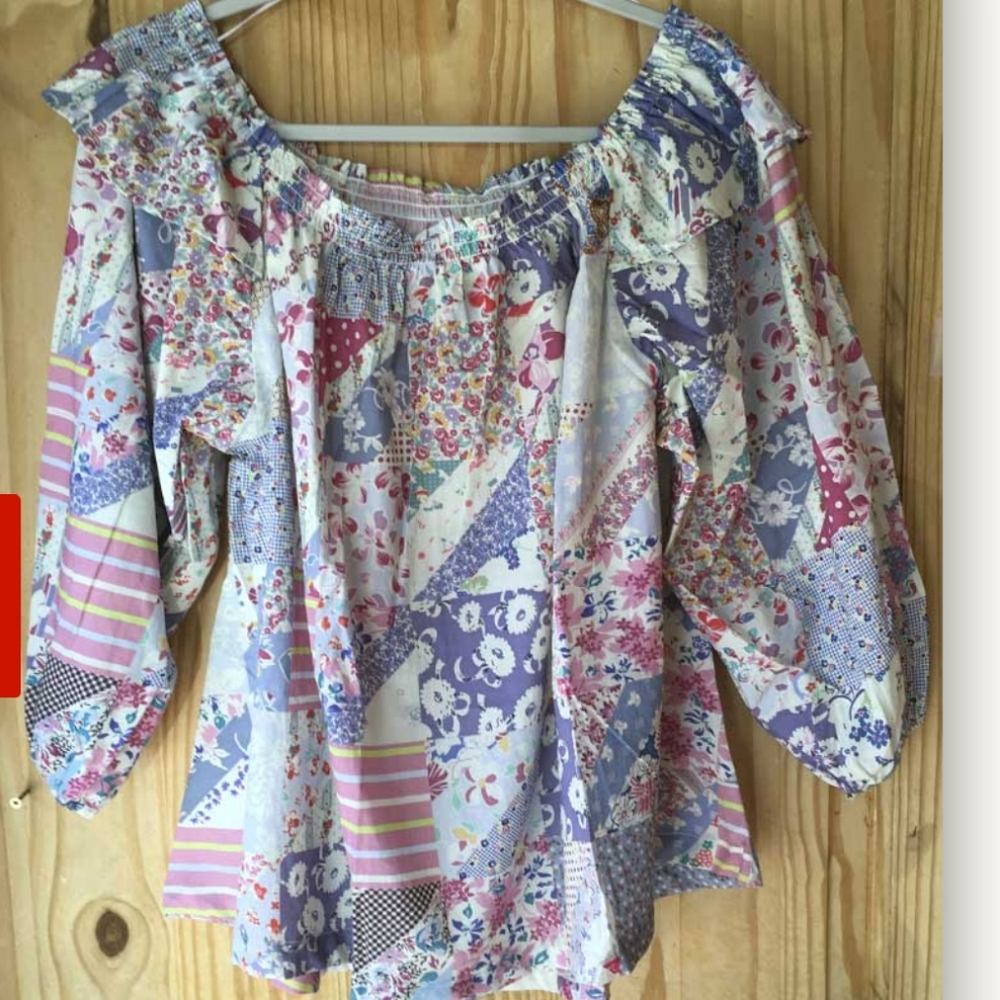 Tasha Polizzi Henni Blouse Patchwork Boho Peasant Western Floral Large New